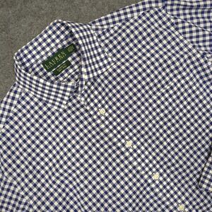Lauren Ralph Lauren Classic Fit Non Iron Gingham Button Down‎ Shirt Men 16 1/2